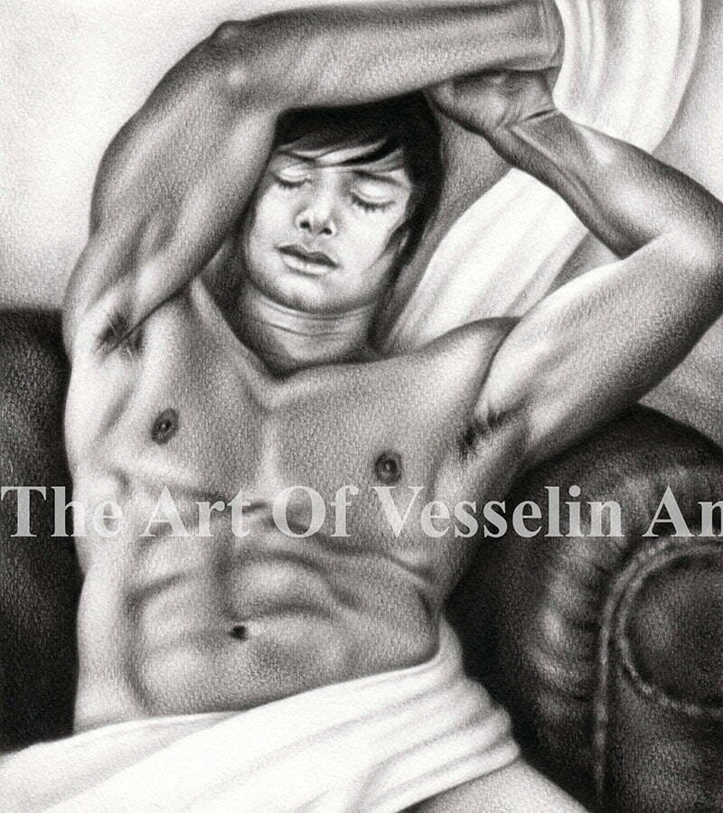 An original male nude oil painting titled 'Taking A Rest'.