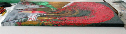 An original landscape oil painting with vivid and saturated colors titled 'Fallen In Love'.